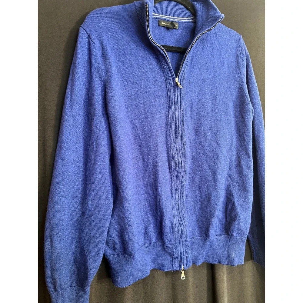 Men s Blue‎ Banana Republic Long Sleeve Full Zip Wool Cardigan Size L